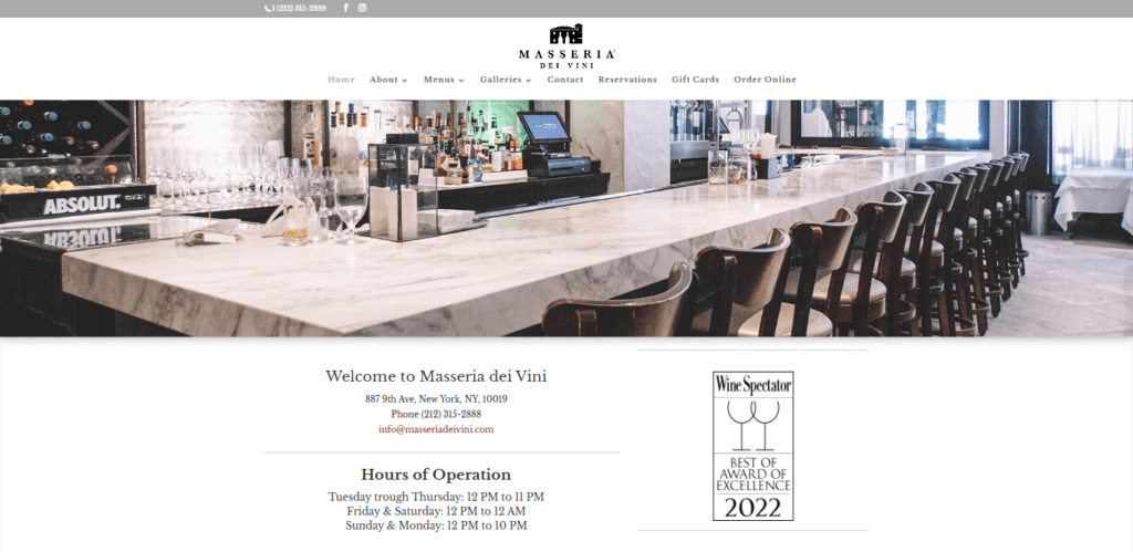 Homepage of Masseria Dei Vinn website / masseriadeivini.com 