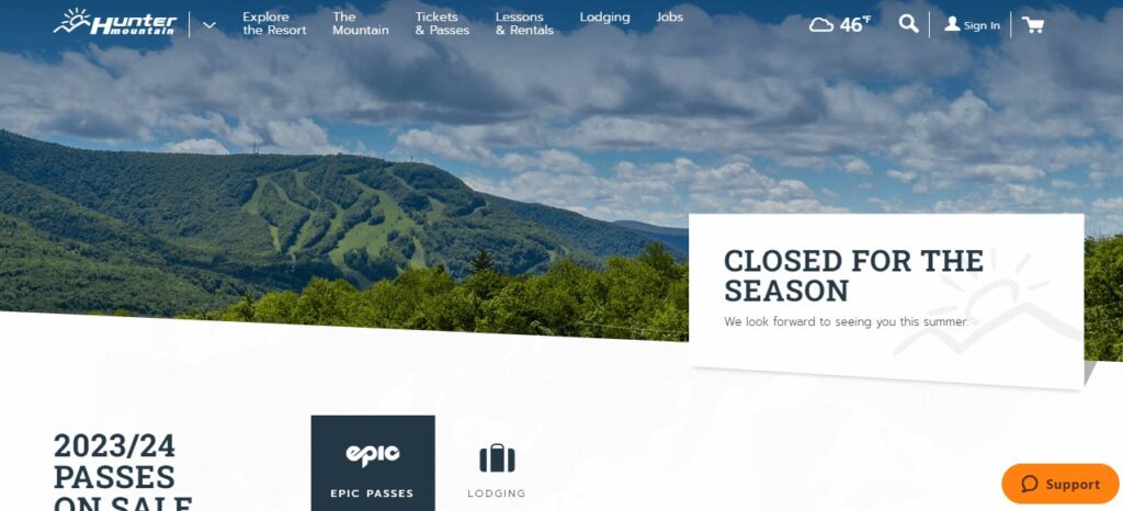 Homepage of website Hunter Mountain Resort
Link: https://www.huntermtn.com/