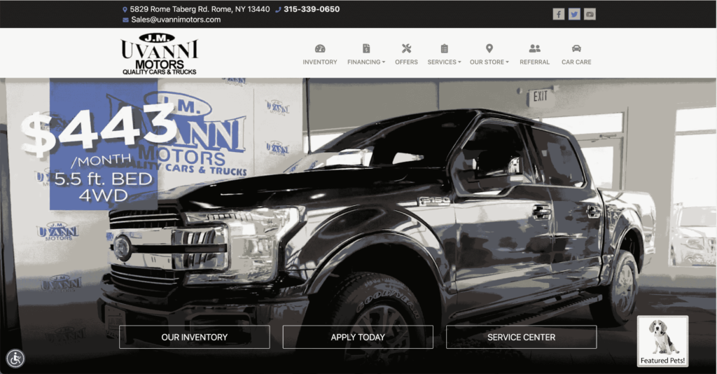 Homepage of J.M. Uvanni Motors / uvannimotors.com
Link: https://www.uvannimotors.com/