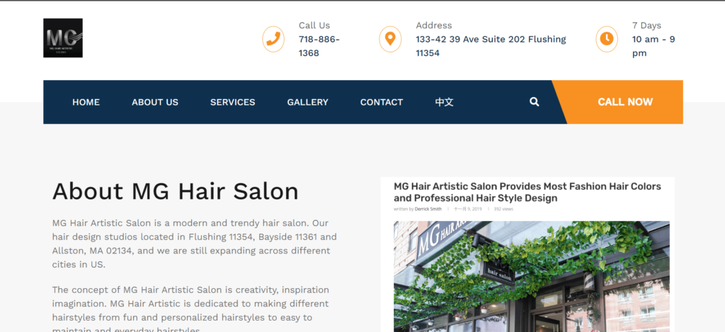 Homepage of MG Artistic Hair Salon / mghairsalon.com