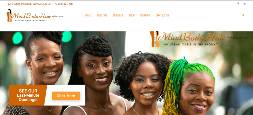 Homepage of MindBodyHair Salon / mindbodyhair.com