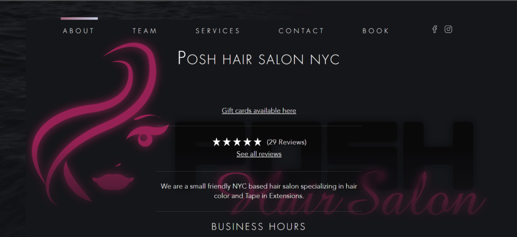 Homepage of Posh Hair Studio / poshhairsalonnyc.glossgenius.com