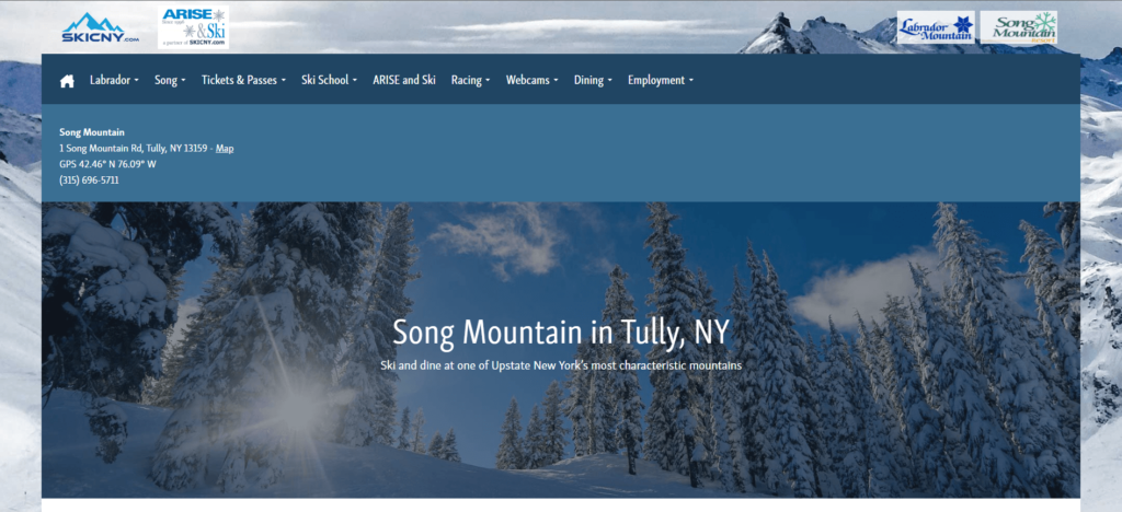 Homepage of Song Mountain Resort / skicny.com/song