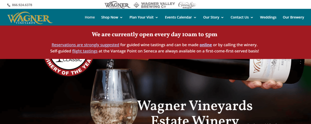 Homepage of Wagner Vineyards Estate Winery / wagnervineyards.com