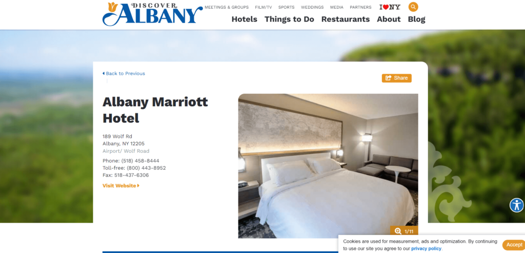 Homepage of the Albany Marriott / albany.org