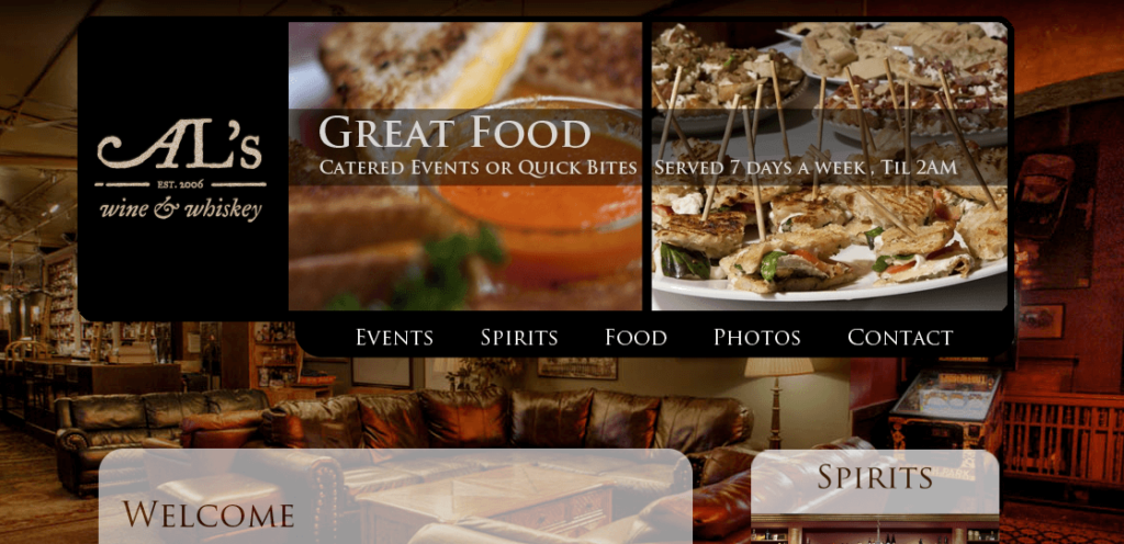 Homepage of Al's Wine and Whiskey Lounge website /
Link: http://www.alswineandwhiskey.com/