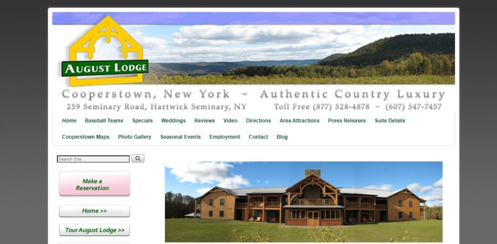 Homepage of August Lodge Cooperstown website
Link: https://www.augustlodge.com/