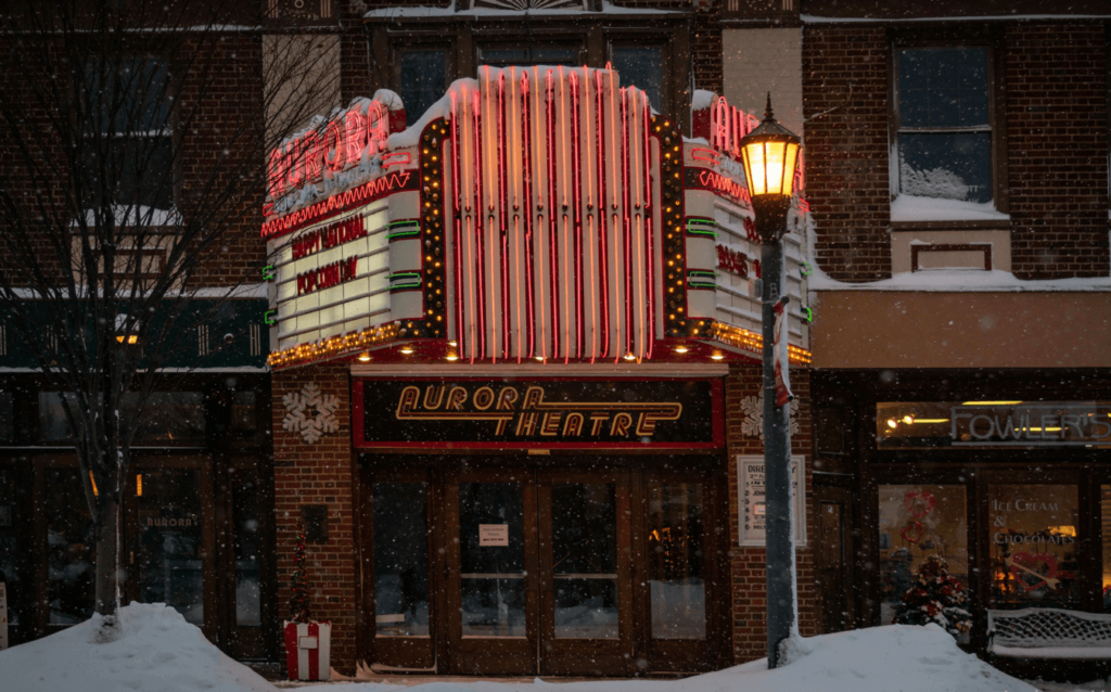 The Aurora Theatre from Main Street / Wikipedia / Aidanmcl 

https://en.wikipedia.org/wiki/East_Aurora,_New_York#/media/File:Aurora_Theatre_from_Main_Street.jpg