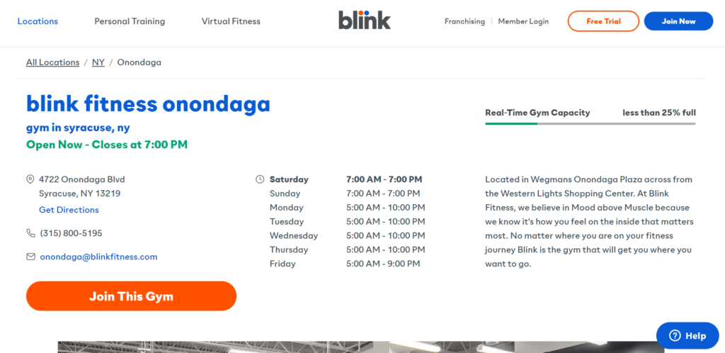 Homepage of the Blink Fitness / locations.blinkfitness.com