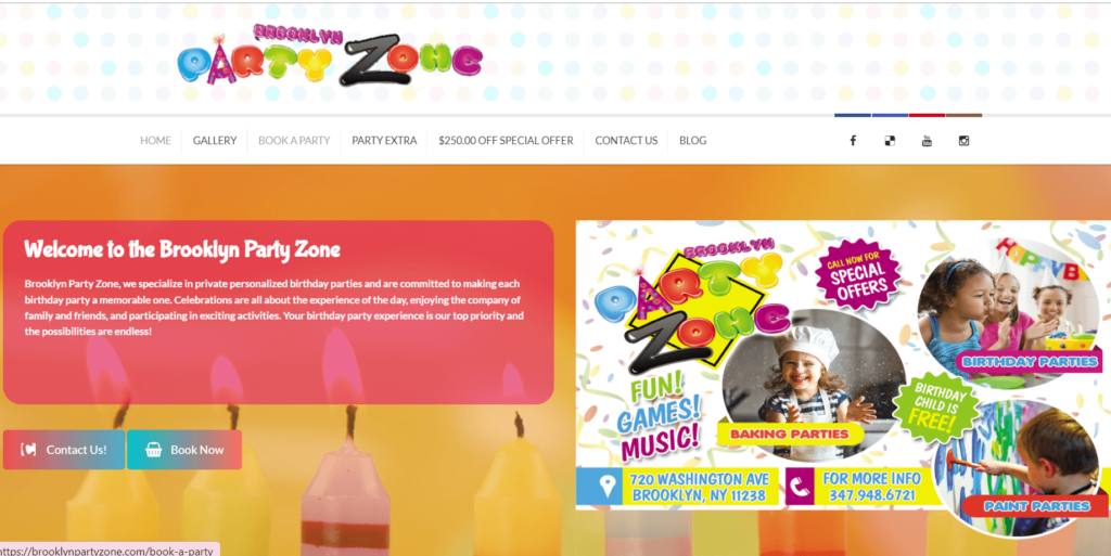 Homepage of Brooklyn Party Zone / brooklynpartyzone.com