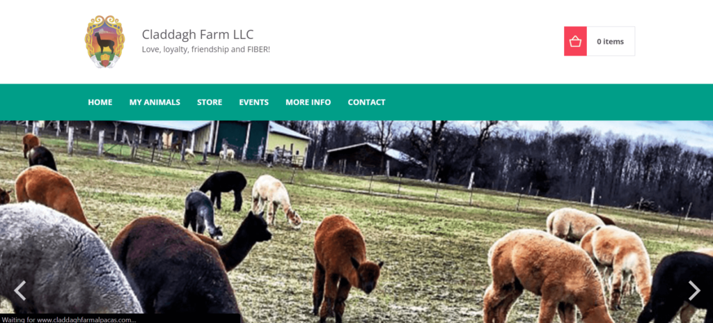Homepage of Claddagh Farm LLC / claddaghfarmalpacas.com