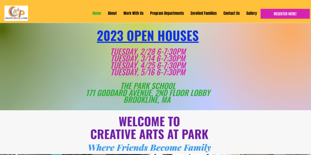 Homepage of Creative Arts at Park / creativeartsatpark.org