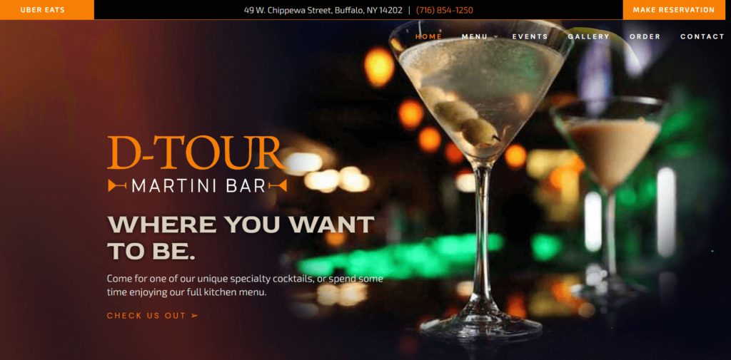 Homepage of the D-Tour Martini Bar and Kitchen / d-tourmartinibar.com