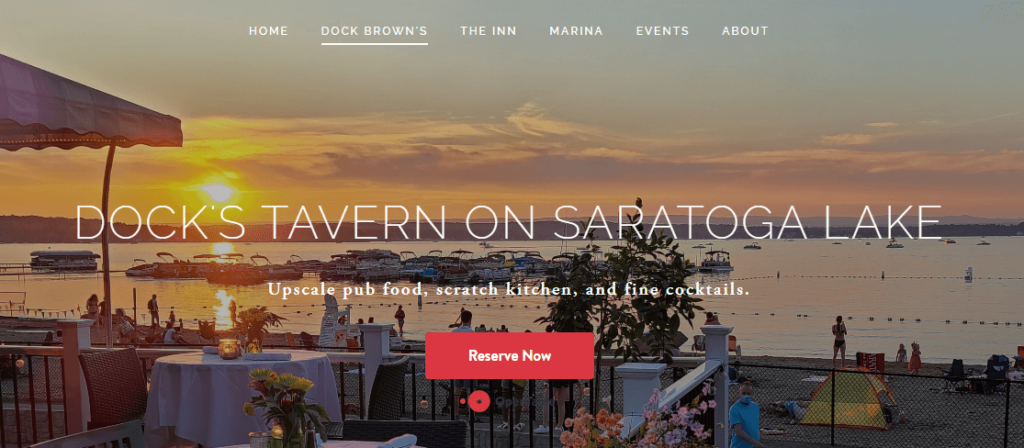 Homepage of the Dock Brown's Tavern website /
Link: http://brownsbeachresort.com/
