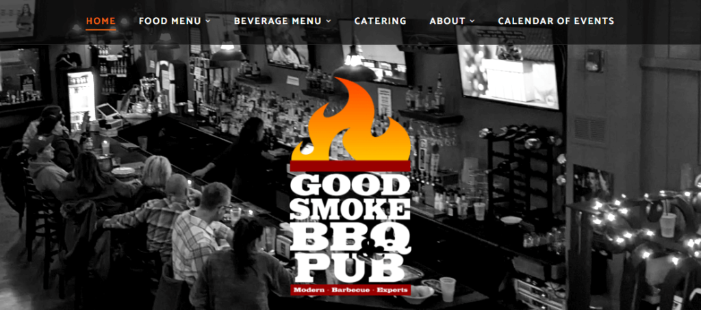 Homepage of the Good Smoke BBQ and Pub website /
Link: https://goodsmokebbq.com/