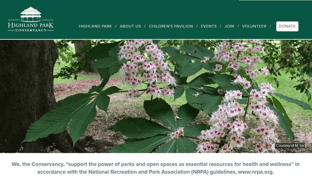 Homepage of the Highland Park / highlandparkconservancy.org