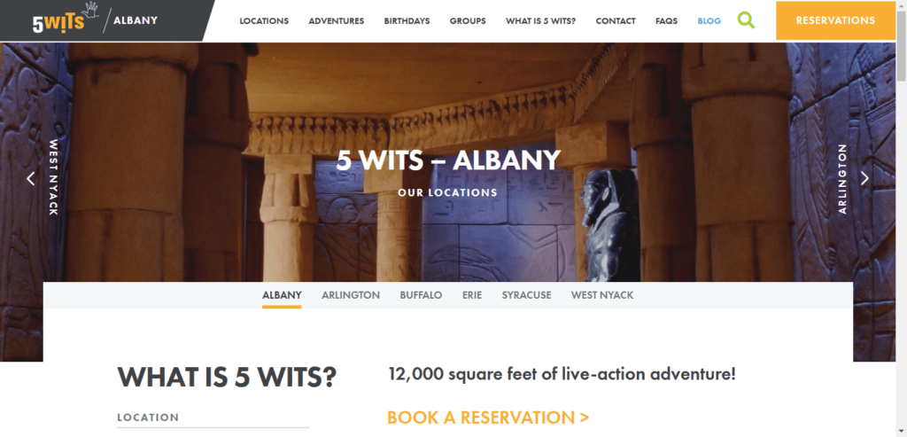 Homepage of 5 Wits Albany website / 5-wits.com