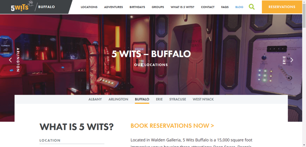 Homepage of 5 Wits Buffalo website / 5-wits.com 