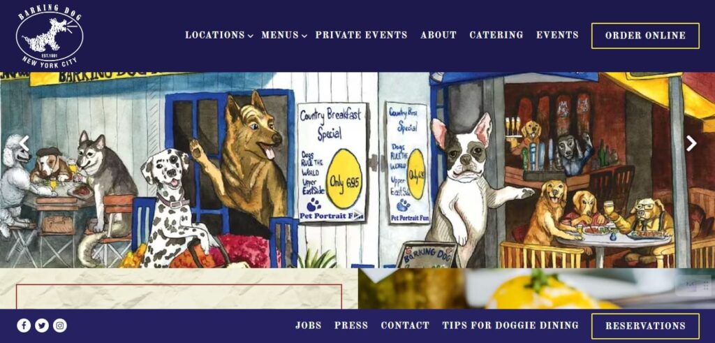 Homepage of Barking Dog, NYC / Link: https://www.barkingdognyc.com/