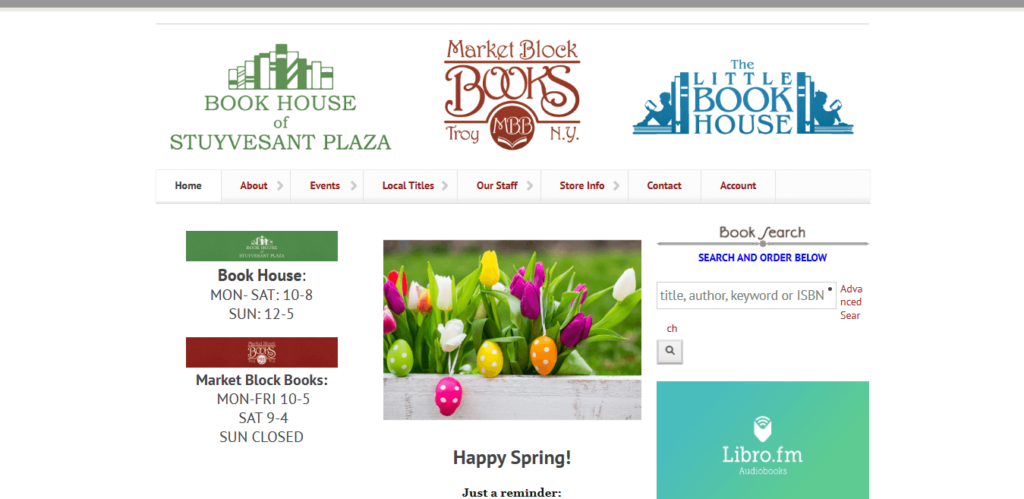 Homepage of Book House of Stuyvesant Plaza website / bhny.com 