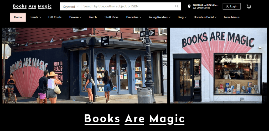 Homepage of Books Are Magic website / booksaremagic.net 