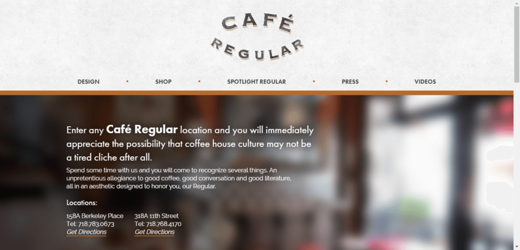 Homepage of Cafe Regular website / caferegular.com