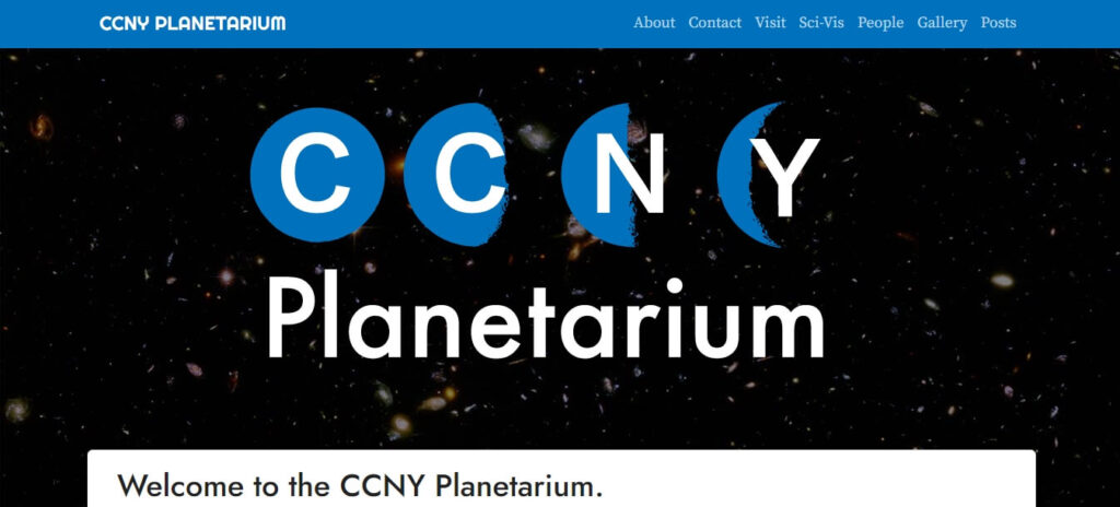 Homepage of City College of New York Planetarium / Link: https://ccnyplanetarium.org/