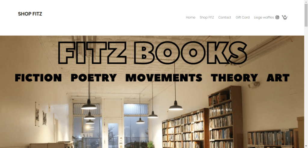 Homepage of Fitz Books & Waffles website / fitzbooks.net 