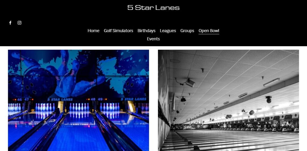 Homepage of Five-Star Lanes / Link: https://5starlanes.com/