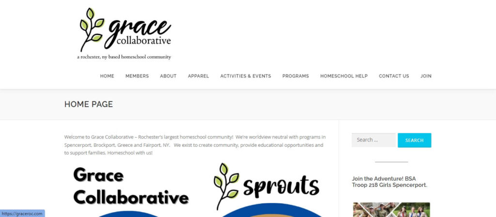 Homepage of Grace Collaborative / Link: https://graceroc.com/