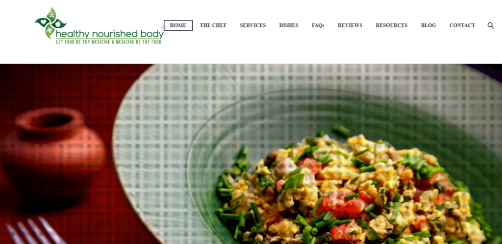 Homepage of Healthy Nourished Body LLC website / healthynourishedbody.com 