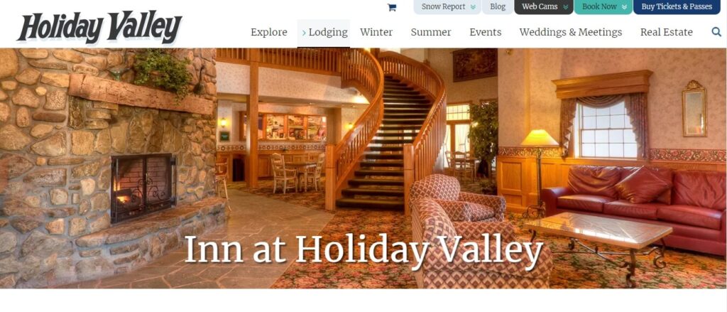 Homepage of Inn at Holiday Valley / Link: https://www.holidayvalley.com/lodging/inn-holiday-valley/