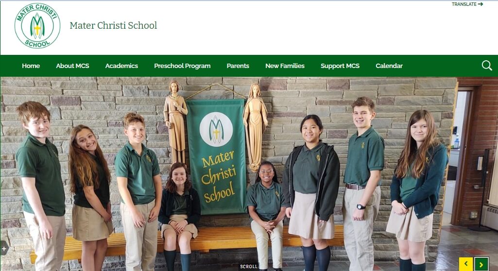 Homepage of Mater Christi School / Link: https://www.mcsalbany.org/