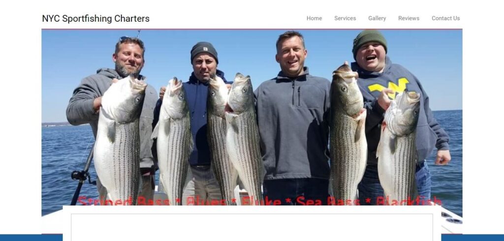 Homepage of NYC Sportfishing Charters / Link: https://www.nycsportfishingcharters.com/