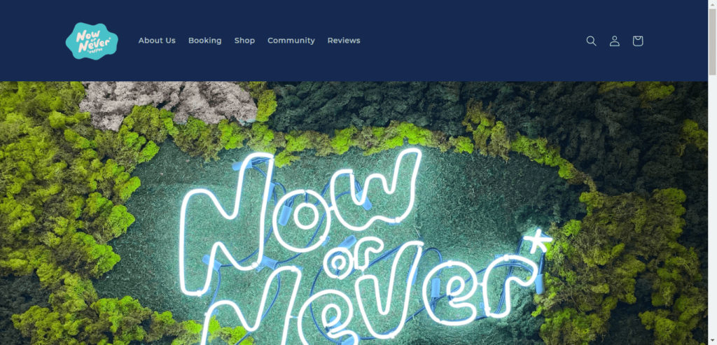 Homepage of Now or Never Coffee website / nowornevercoffee.com 