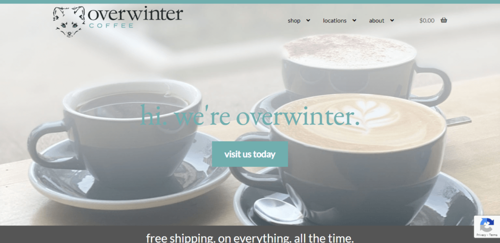 Homepage of Overwinter Coffee website / overwinter.coffee
