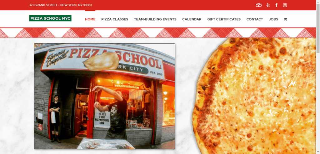Homepage of Pizza School NYC website / pizzaschool.com 