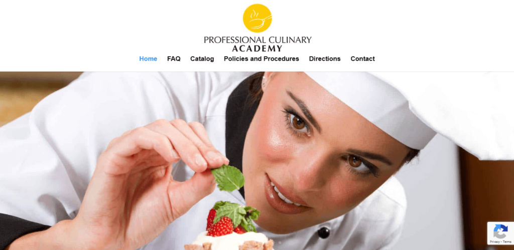 Homepage of Professional Culinary Academy website / professionalculinaryacademy.com 
