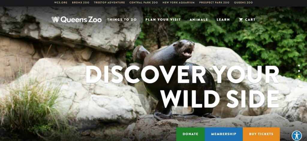 Homepage of Queens Zoo / Link: https://queenszoo.com/