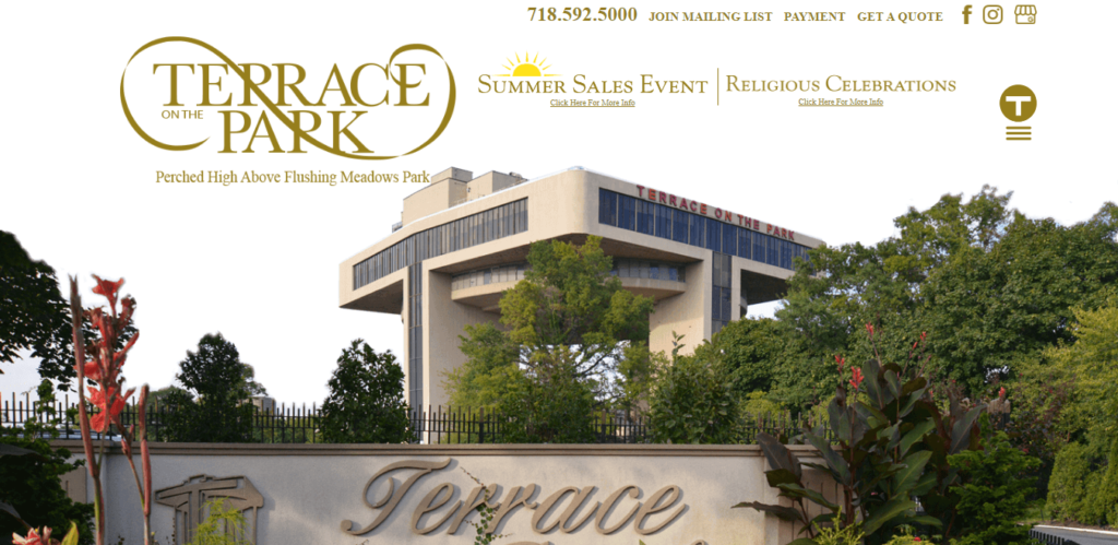 Homepage of Terrace on the Park website / terraceonthepark.com