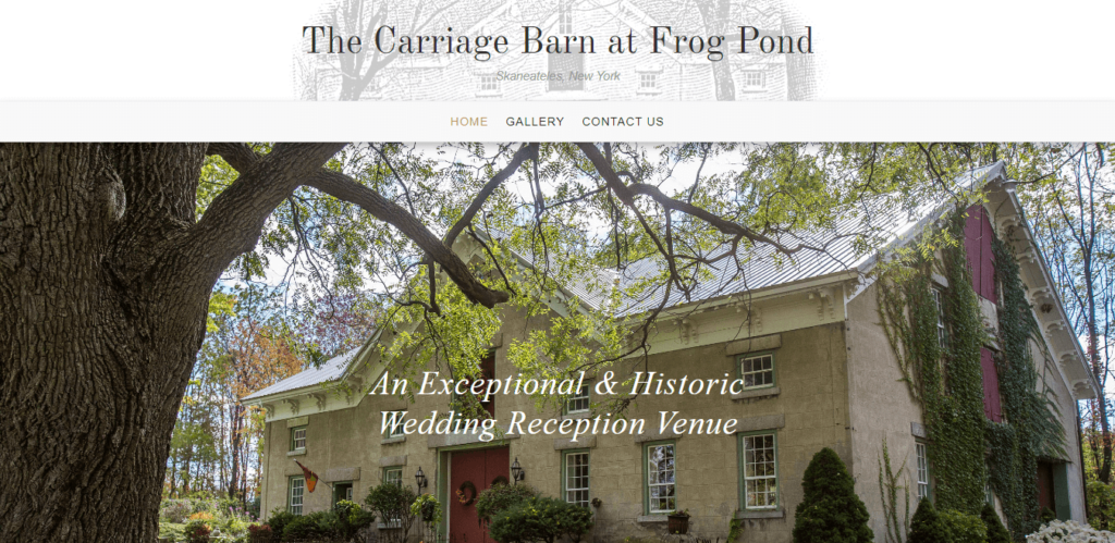 Homepage of The Carriage Barn at Frog Pond website / frogpondbandb.com