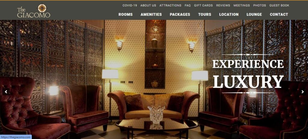 Homepage of The Giacomo Hotel / Link: https://thegiacomo.com/