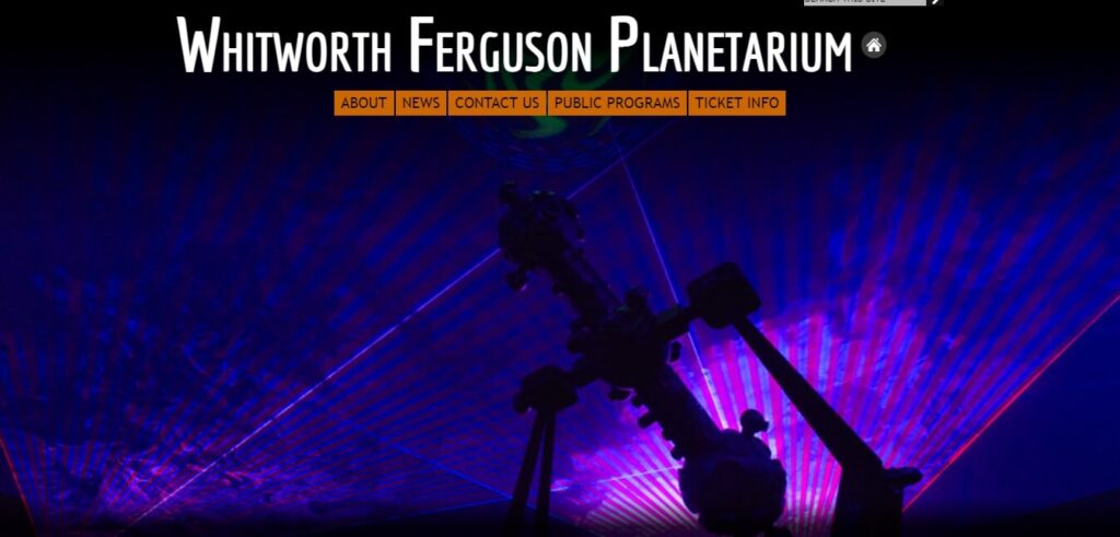 Homepage of Whitworth Ferguson Planetarium / Link: https://planetarium.buffalostate.edu/