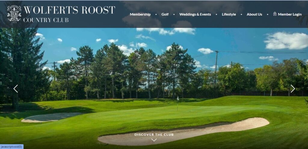 Homepage of Wolferts Roost Golf and Country Club / Link: https://www.wolfertsroost.com/