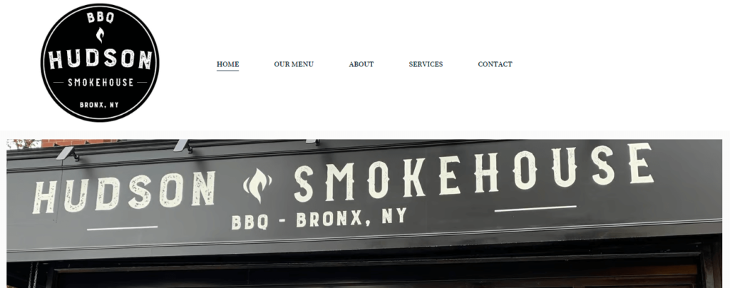 Homepage of the Hudson Smokehouse website /
Link: https://hudsonsmokehousebx.com/