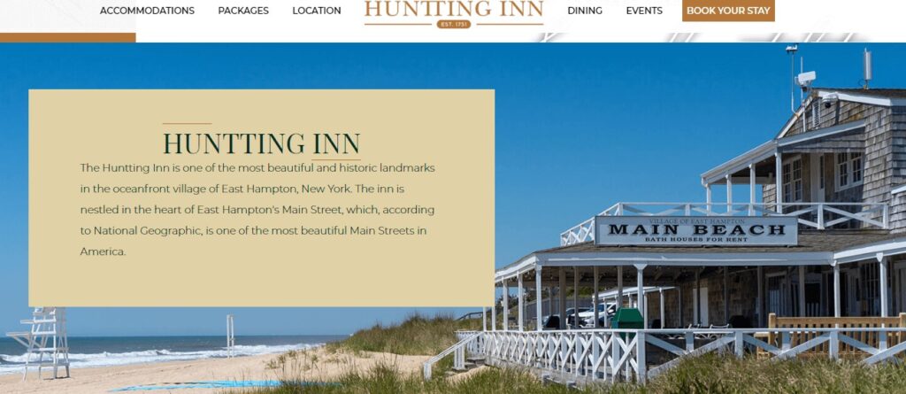 Homepage of Huntting Inn website
Link: https://www.hunttinginn.com/