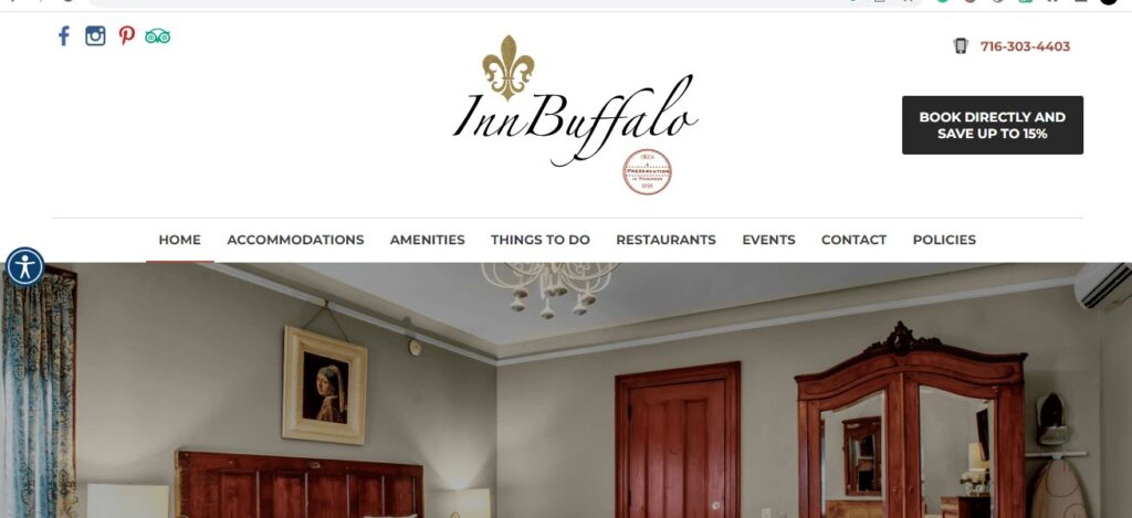 Homepage of InnBuffalo off Elmwood website
Link: https://www.innbuffalo.com/ 