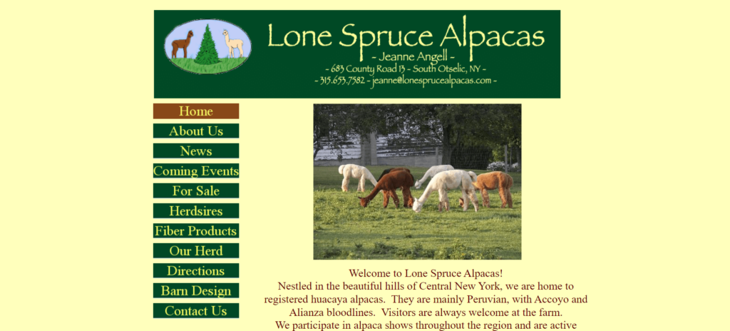 Homepage of Lone Spruce Alpacas / lonesprucealpacas.com