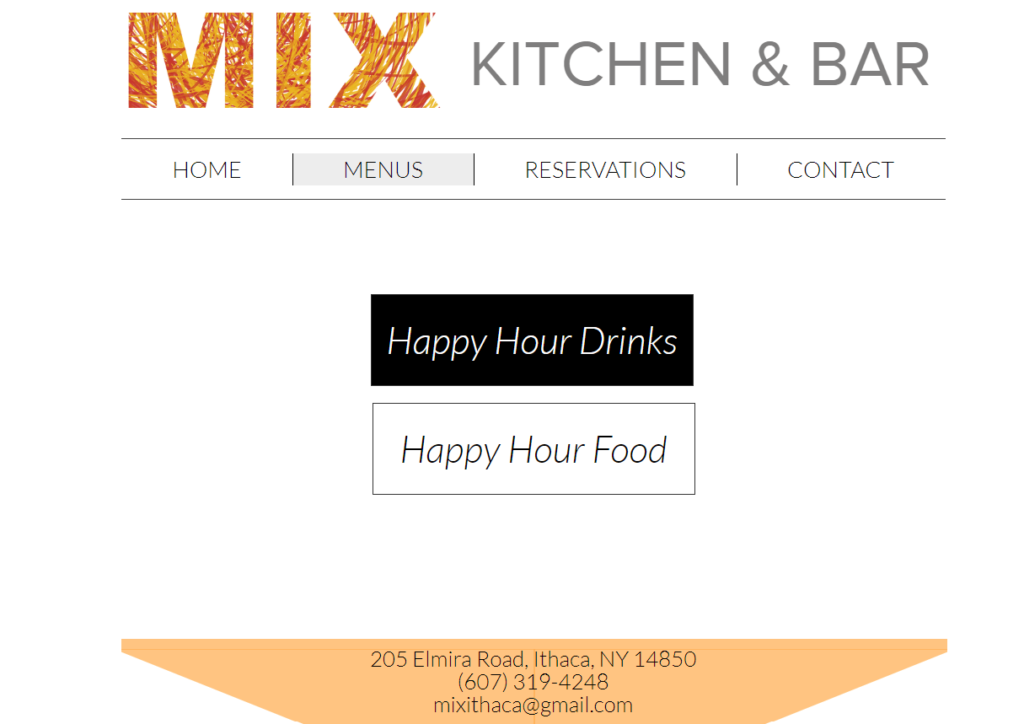 Homepage of the Mix Kitchen & Bar / mixithaca.com