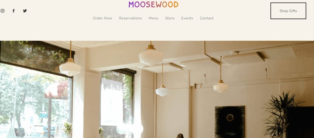 Homepage of Moosewood Restaurant website 
Link: moosewoodrestaurant.com/